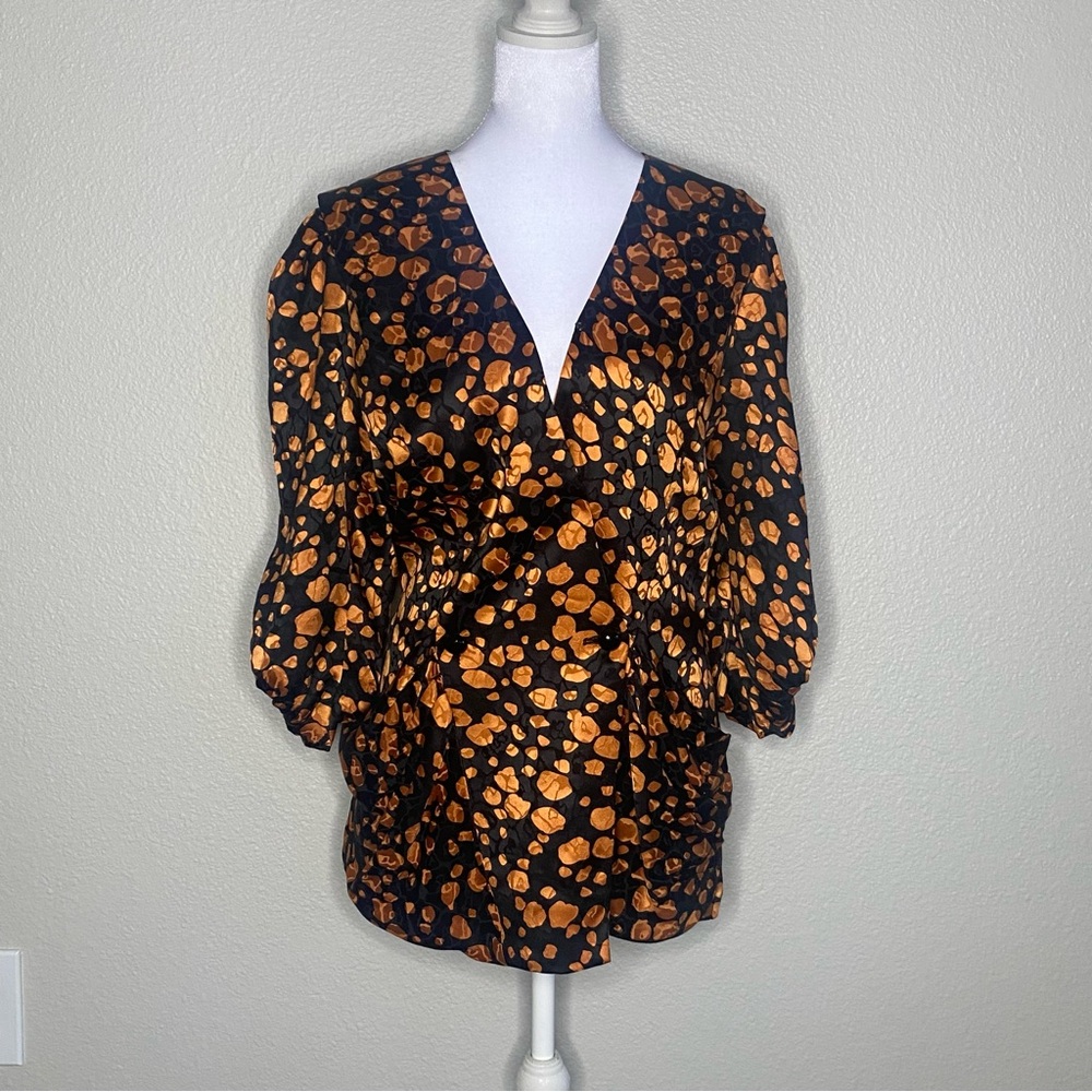 Elegant Silk Black and Gold Women's Top